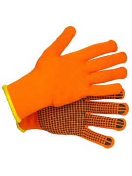 Перчатки BOXER из смесовой пряжи, утепленные акриловым флисом и с ПВХ точкой, BXR1934W